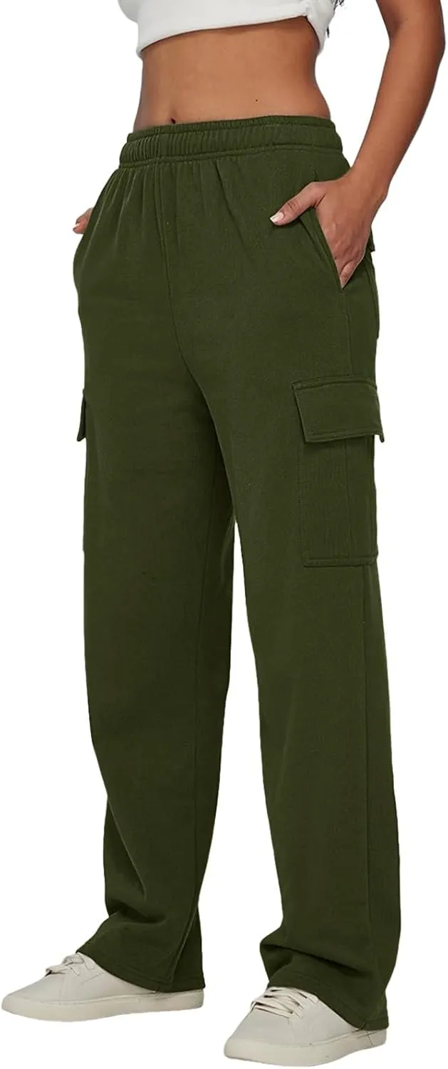 Women Linen Blend Summer Breathable Pants High Waist Wide Leg Slim Fit Trousers Business Work