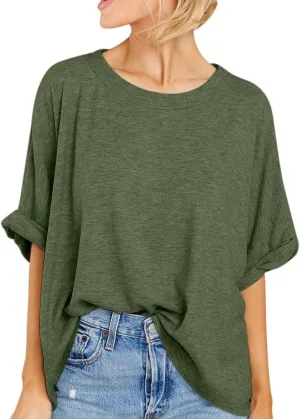 Women Oversized T Shirt Short Sleeve Loose Casual Basic Shirts Summer Tee Tops