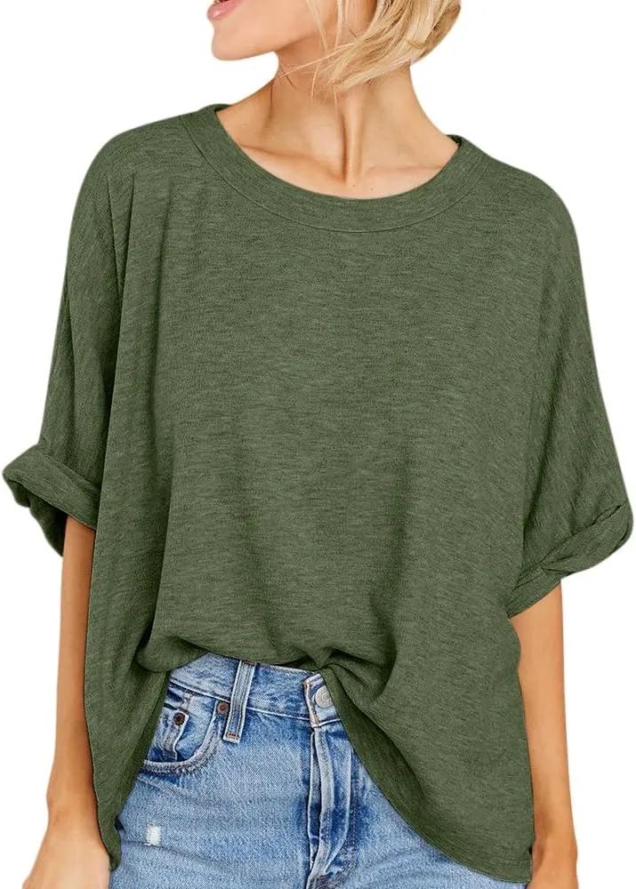 Women Oversized T Shirt Short Sleeve Loose Casual Basic Shirts Summer Tee Tops