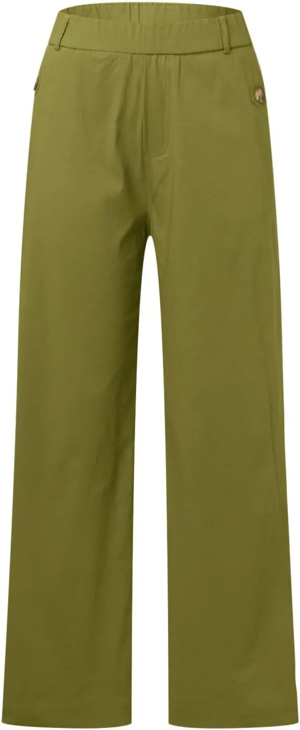 Womens Cotton Linen Summer Breathable Pant Trousers Low Waist Wide Leg Slim Fit Pants Vacation