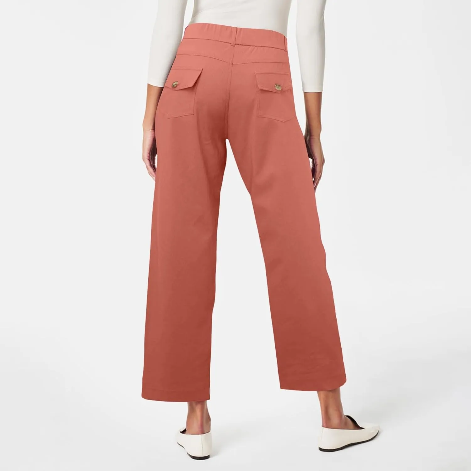 Womens Cotton Linen Summer Breathable Pant Trousers Low Waist Wide Leg Slim Fit Pants Vacation