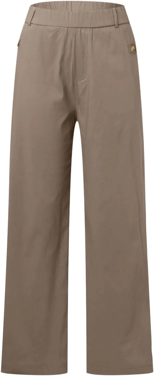 Womens Cotton Linen Summer Breathable Pant Trousers Low Waist Wide Leg Slim Fit Pants Vacation
