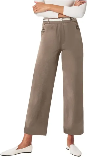 Womens Cotton Linen Summer Breathable Pant Trousers Low Waist Wide Leg Slim Fit Pants Vacation
