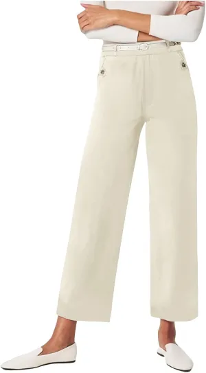 Womens Cotton Linen Summer Breathable Pant Trousers Low Waist Wide Leg Slim Fit Pants Vacation