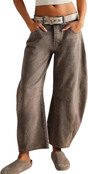 Women's Linen Summer Breathable Pant Trousers Elastic Waisted Wide Leg Slim-Fit Pants Business Work
