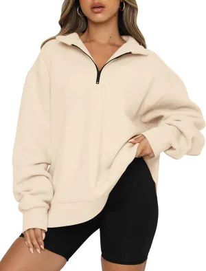 Womens Oversized Sweatshirts Fall Fashion Hoodies Half Zip Pullover Long Sleeve Shirts Clothes Outfits